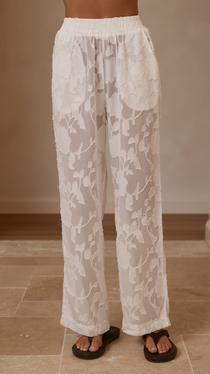 Mollie Lace Pants - White