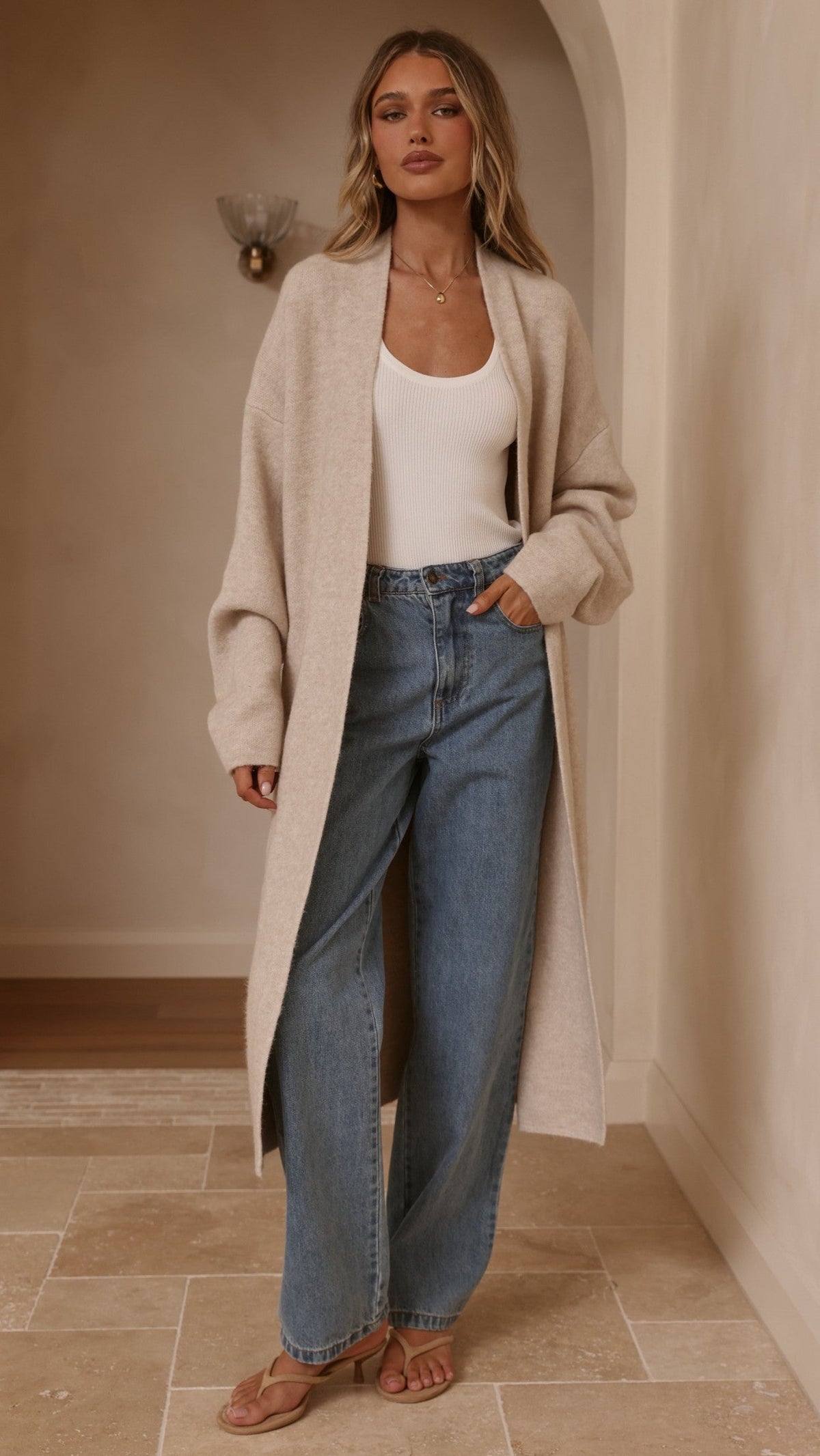 Romy Longline Cardigan - Oat