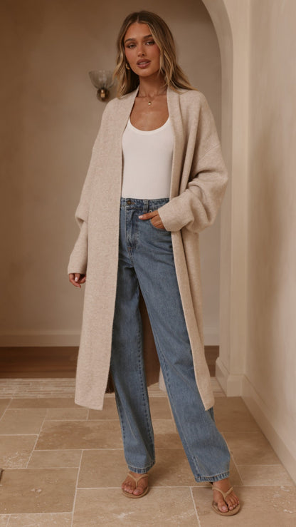 Romy Longline Cardigan - Oat