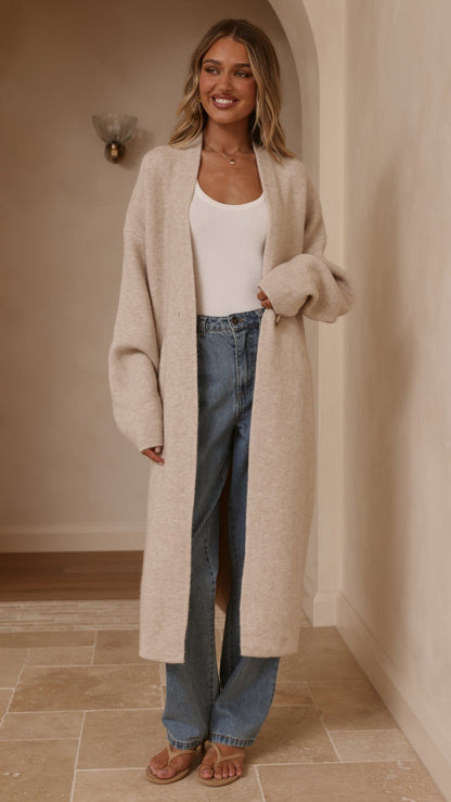 Romy Longline Cardigan - Oat