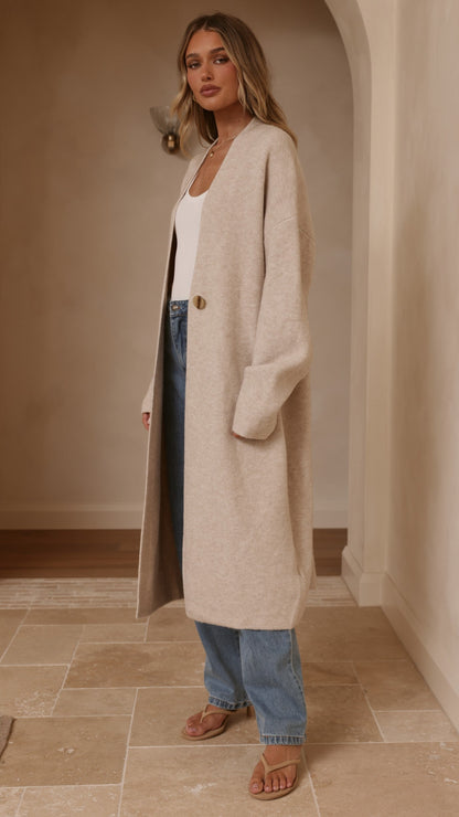 Romy Longline Cardigan - Oat