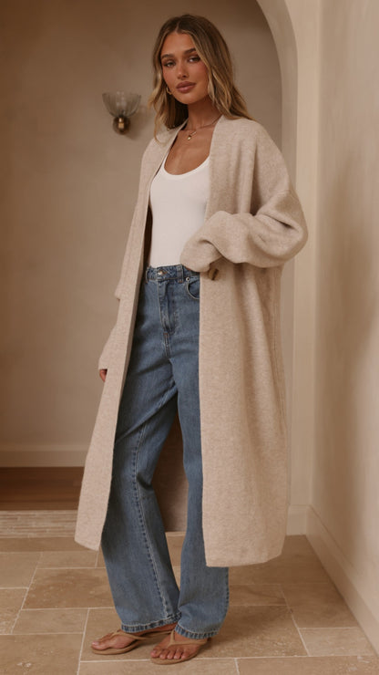 Romy Longline Cardigan - Oat