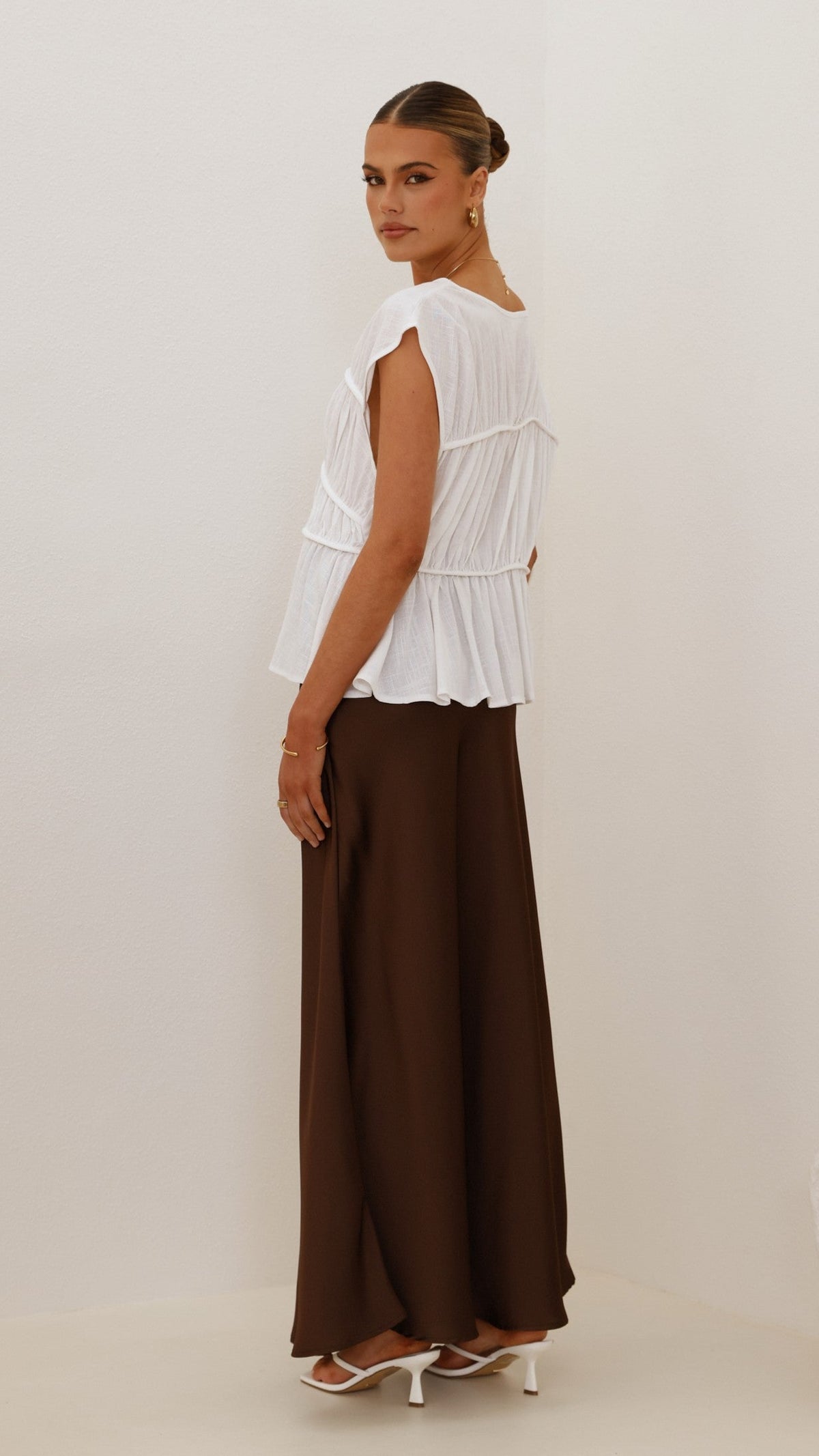 Darina Bias Cut Maxi Skirt - Chocolate