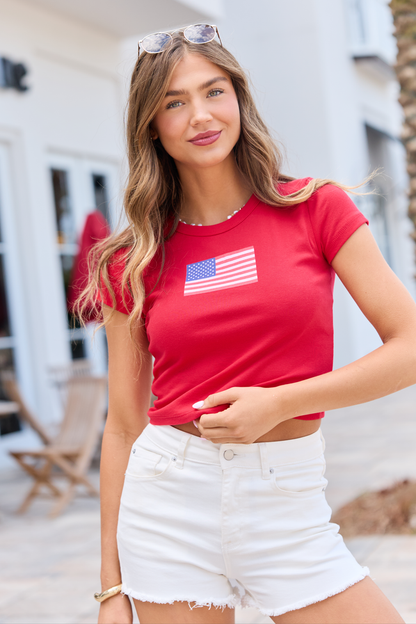 American Flag Red Baby Graphic Tee