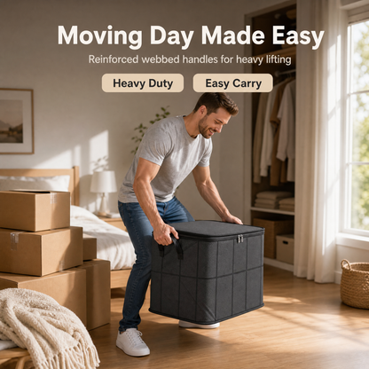 ⚡Hot Sales 49% OFF🔥-Spacious Moving Storage Bin – Zippered Organizer for Quilts, Bedding & Sweaters, Large Capacity Fabric Bag for Closet & Moving Day