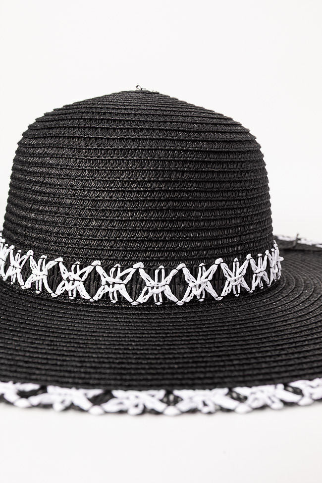 Black Stitch Brim Straw Hat