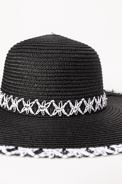 Black Stitch Brim Straw Hat