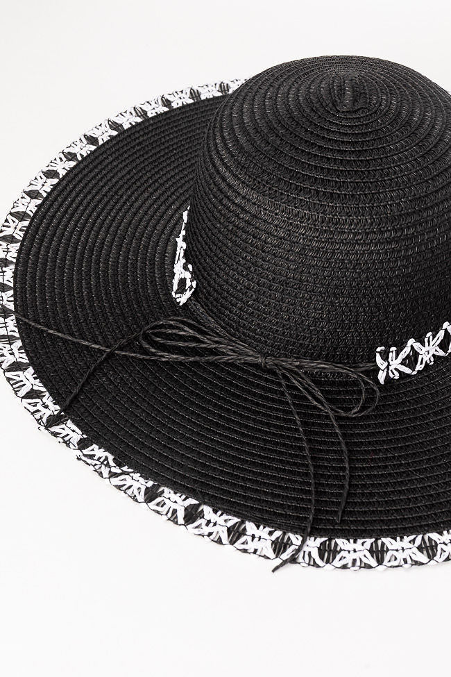 Black Stitch Brim Straw Hat