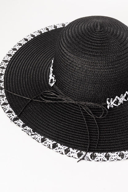 Black Stitch Brim Straw Hat