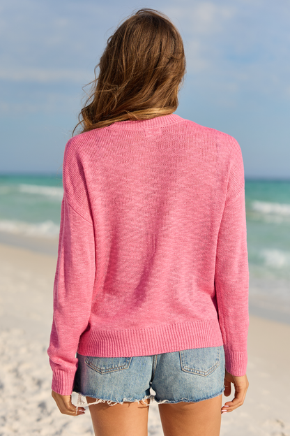 Are We There Yet Orange and Pink Vacay Sweater
