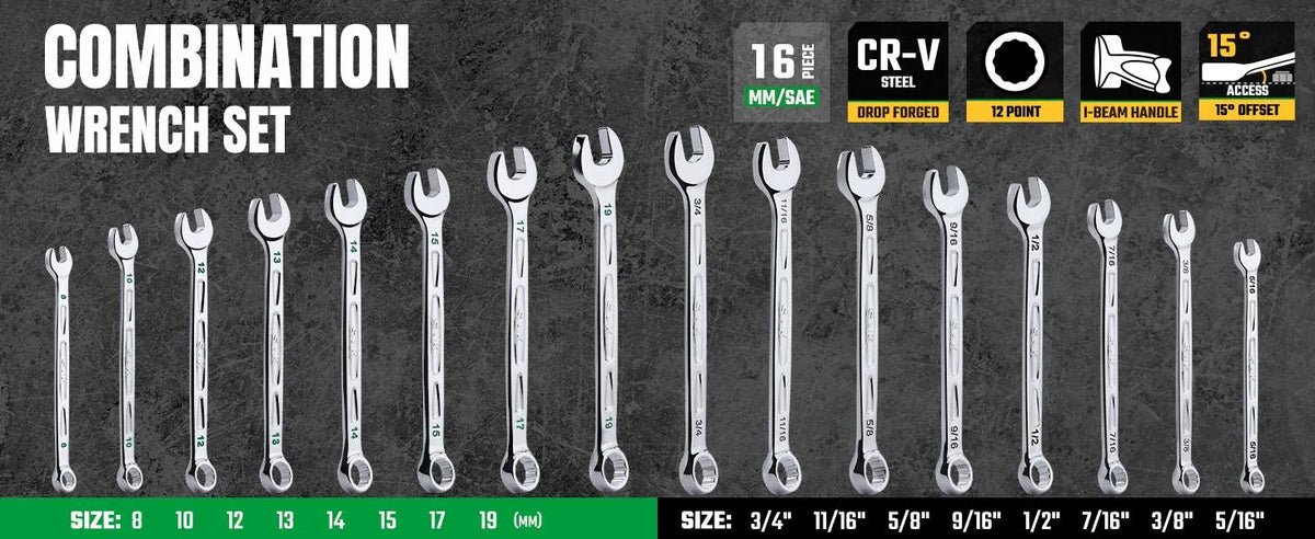 SK Combination Wrench Set,SAE & Metric