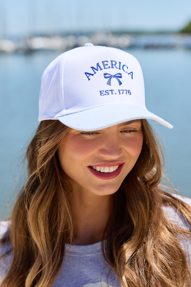 Blue Striped America Bow Hat SALE