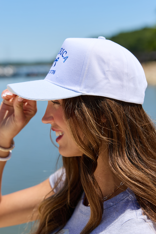 Blue Striped America Bow Hat SALE