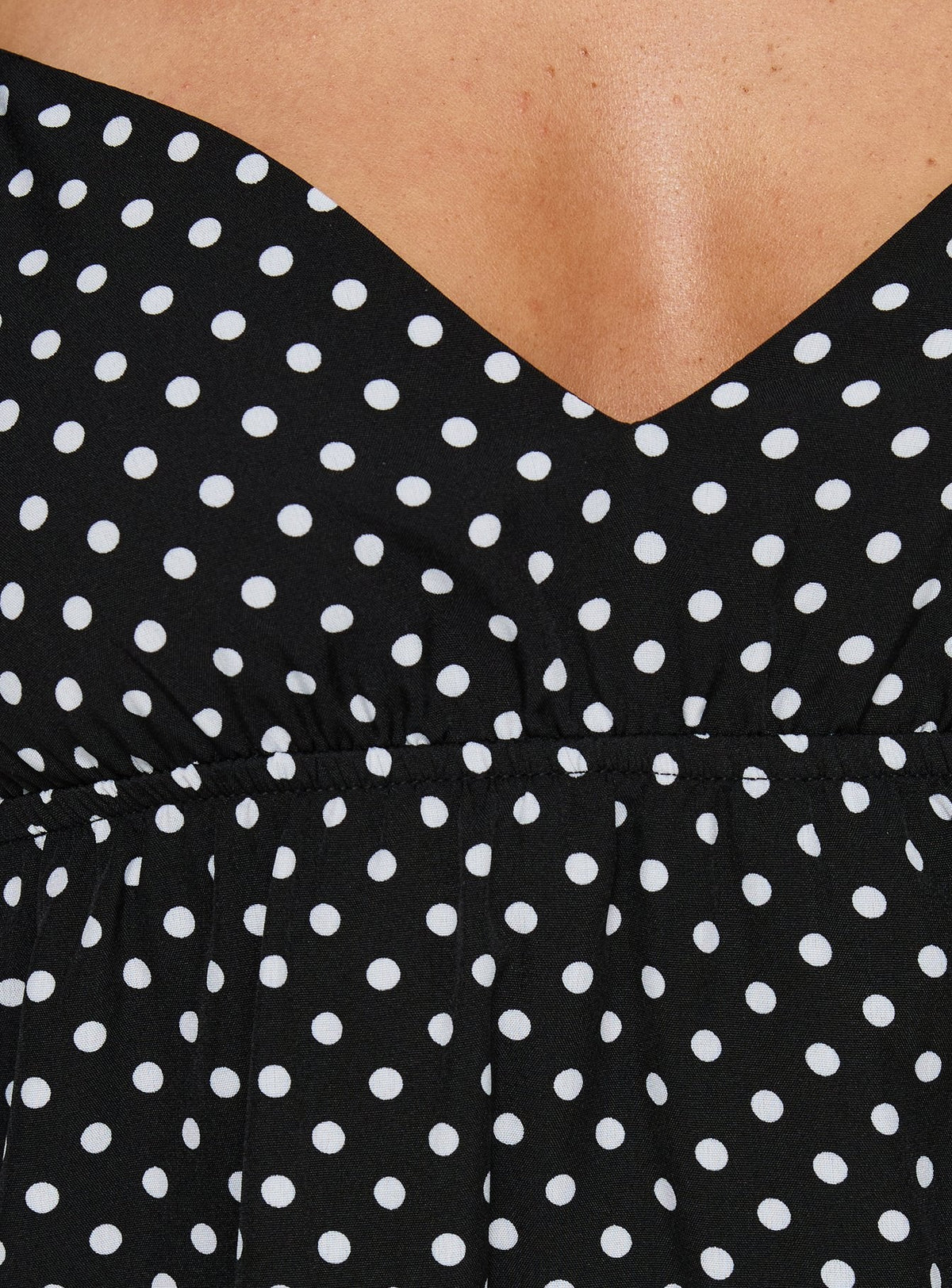 Casee V Neck Frill Mini Dress Black Polka Dot