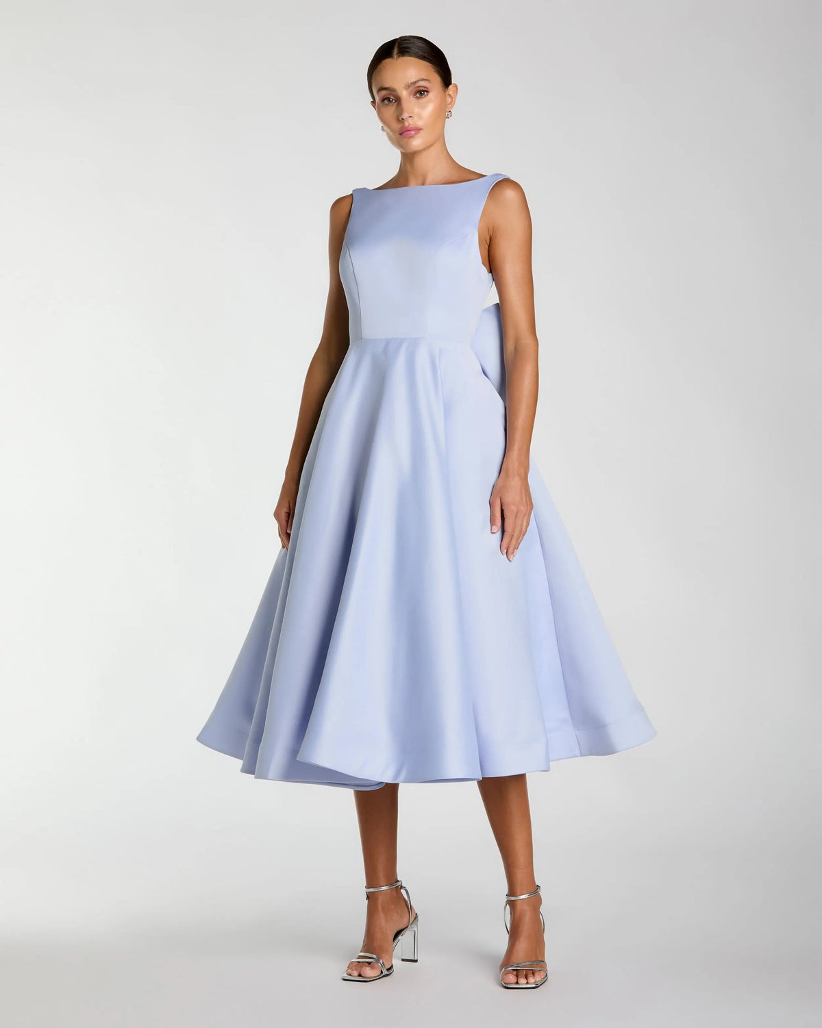 Purple Bow Back A Line Midi Dress