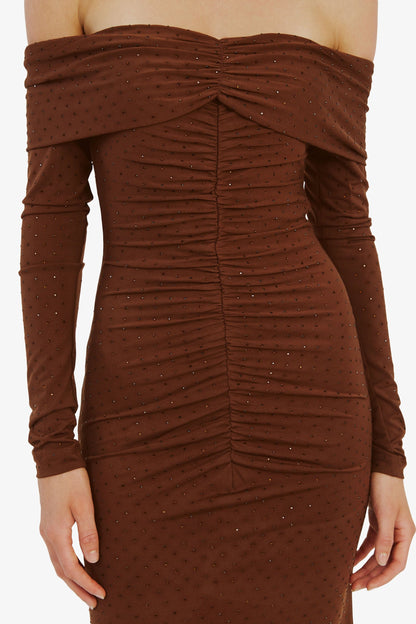 Artura Diamante Maxi Dress - Chocolate