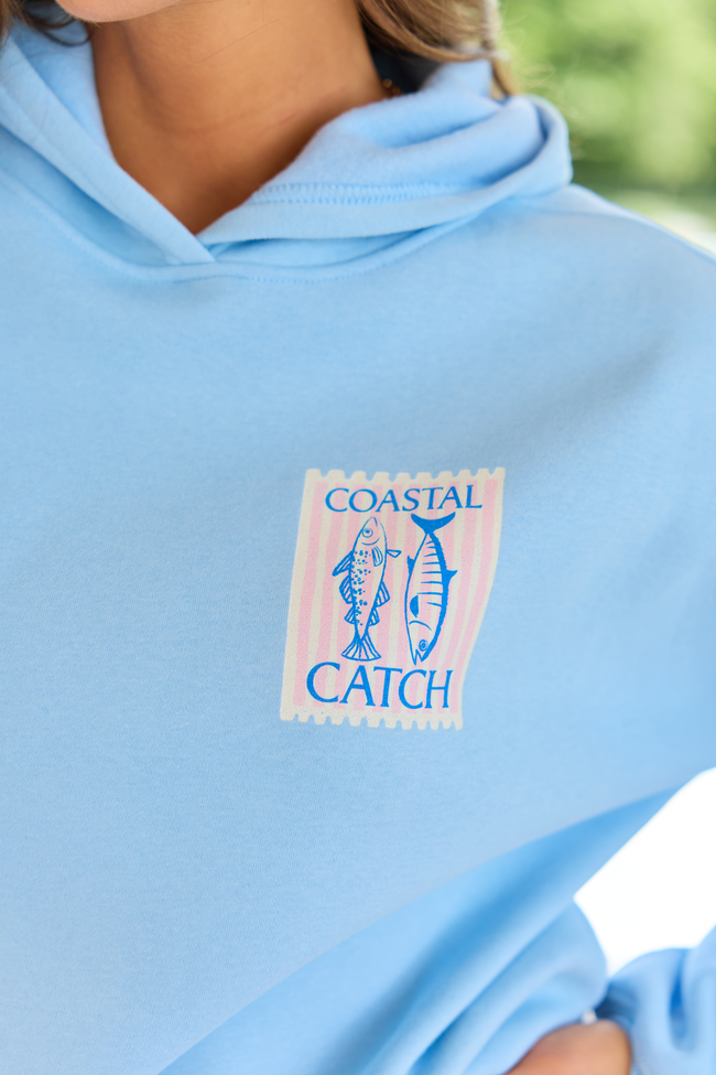 Coastal Catch Light Blue Graphic Hoodie