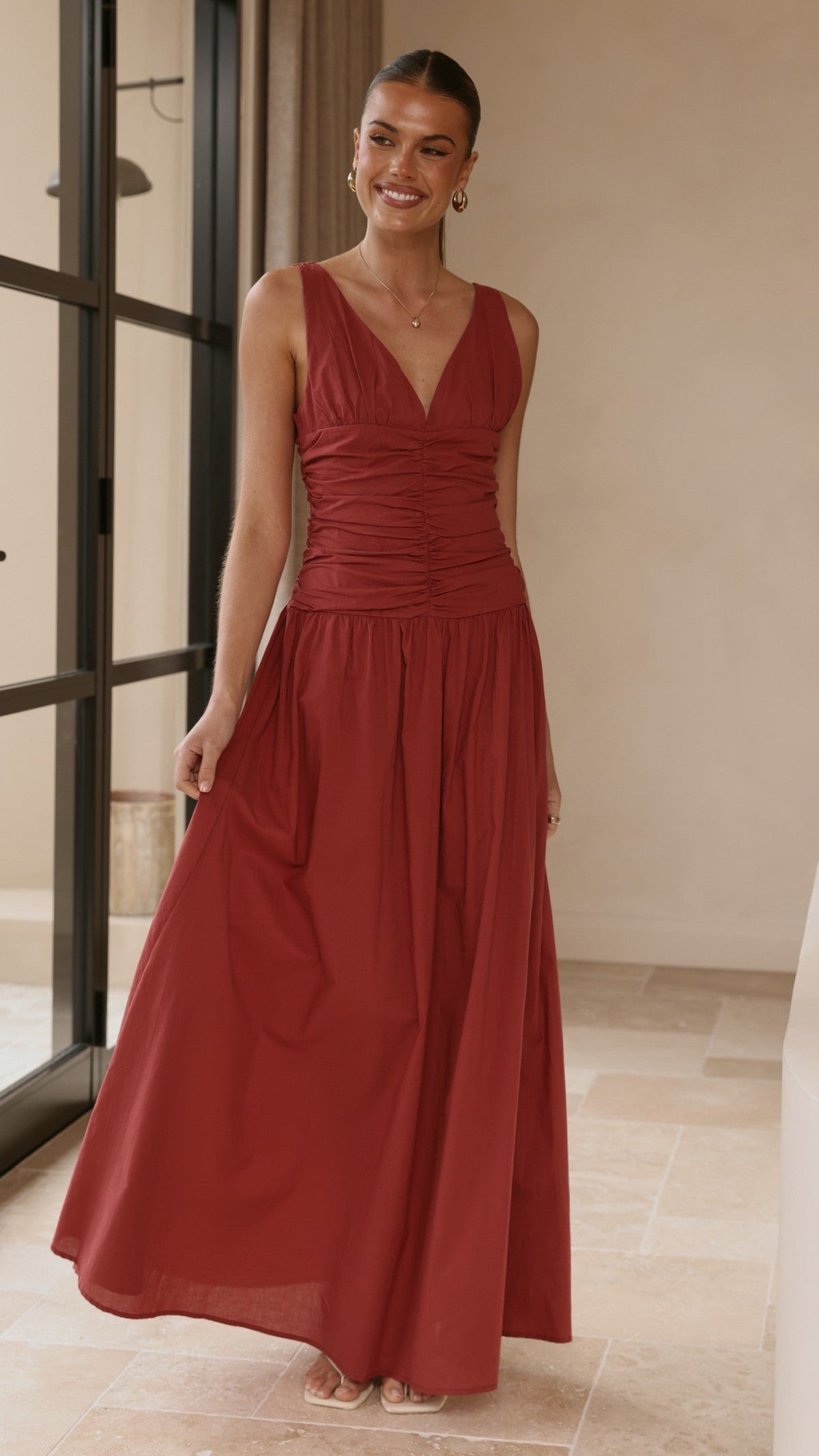 Sanya Maxi Dress - Burgundy