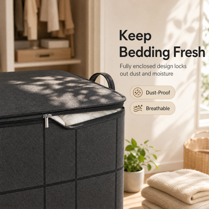 ⚡Hot Sales 49% OFF🔥-Spacious Moving Storage Bin – Zippered Organizer for Quilts, Bedding & Sweaters, Large Capacity Fabric Bag for Closet & Moving Day