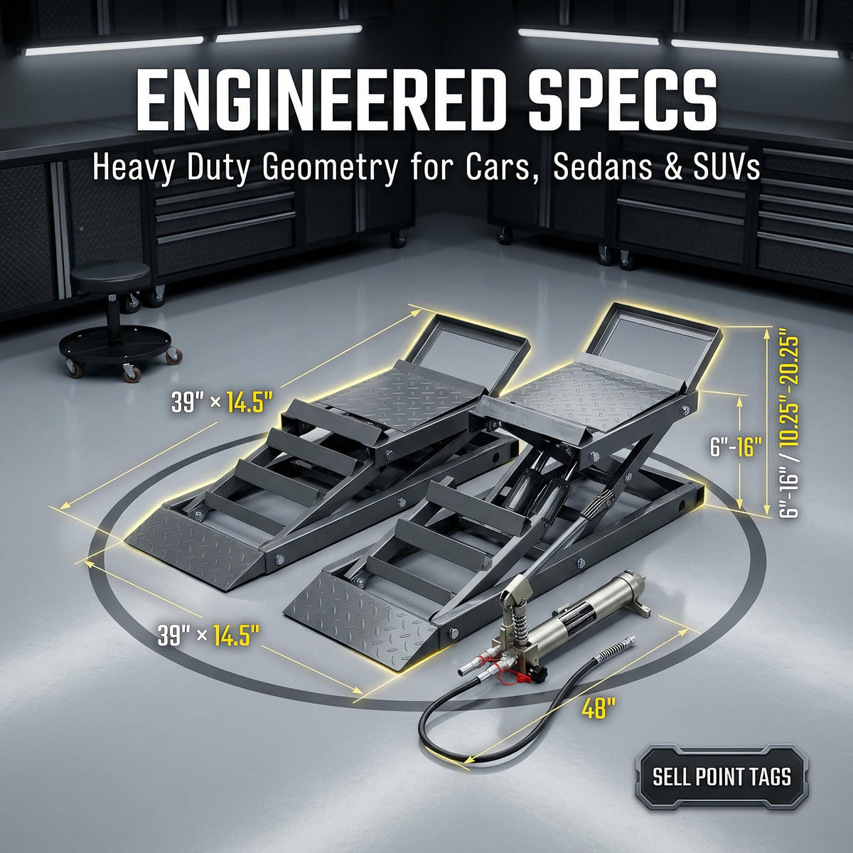 🎉Capacity Hydraulic Underbody Access Car Lift with Ramp