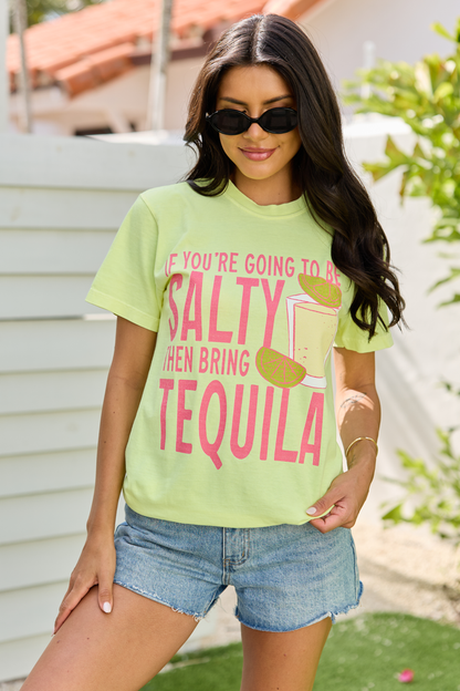 Be Salty Bring Tequila Neon Yellow Comfort Colors Graphic Tee