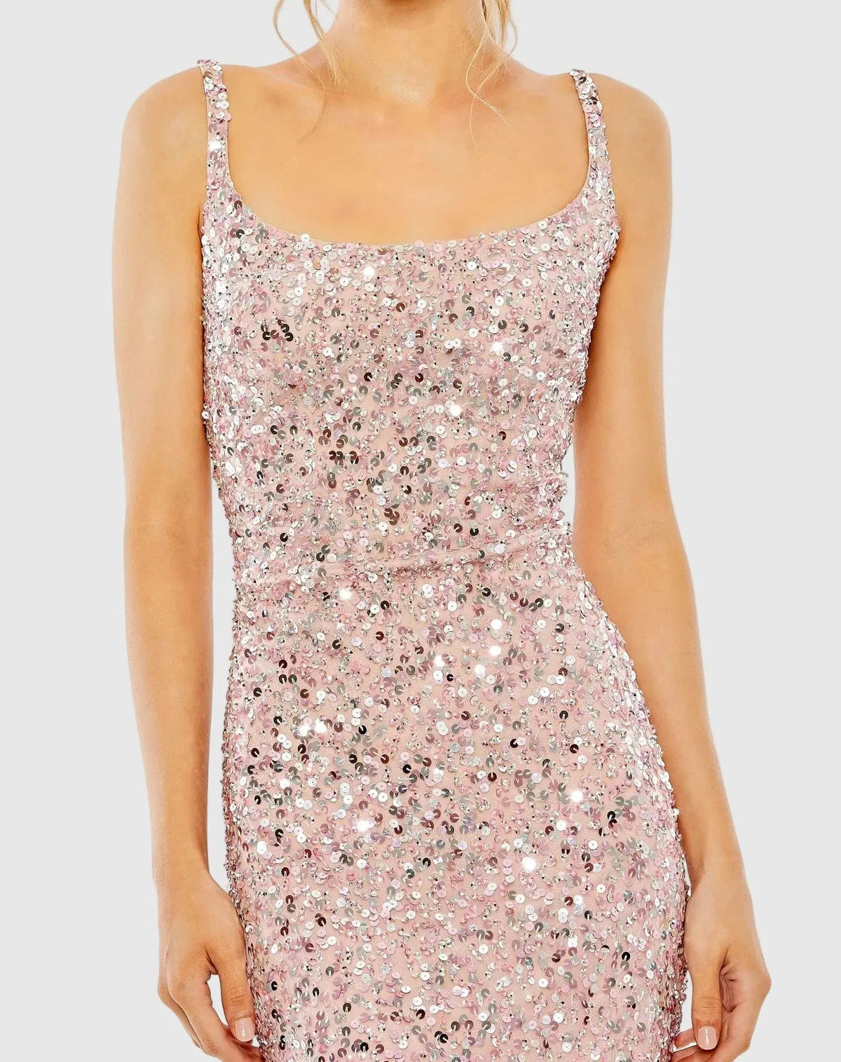 Petite Pink Sequined Low Back Slip Gown