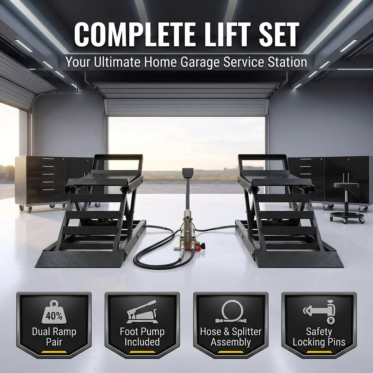 🎉Capacity Hydraulic Underbody Access Car Lift with Ramp