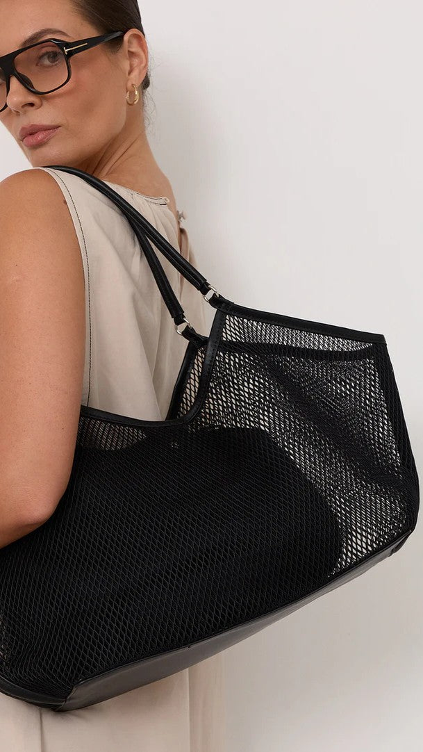 Sporty Weave Tote - Black