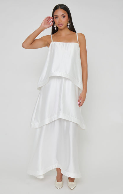 Ella Maxi Dress ~ Ivory Luxe Satin