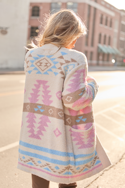 Cheyene Pastel Southwestern Print Cardigan SALE