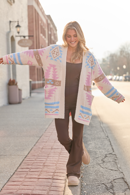Cheyene Pastel Southwestern Print Cardigan SALE