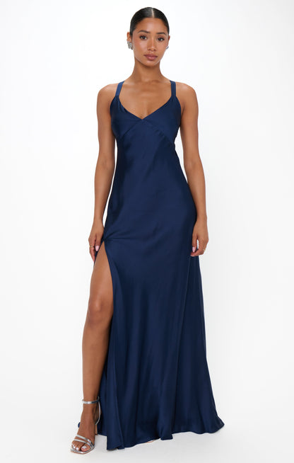 Anderson Maxi Dress ~ Midnight Navy Luxe Satin