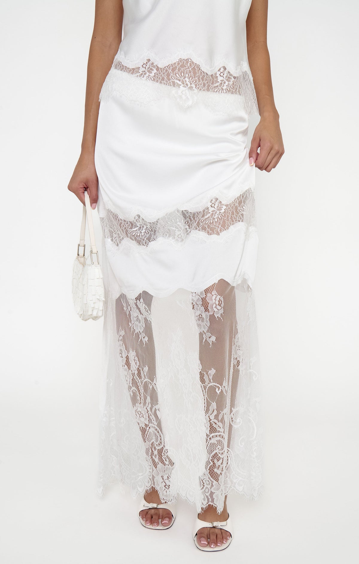 Gracie Maxi Skirt ~ Ivory Luxe Satin