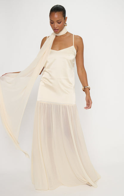 Dalia Maxi Dress ~ Buttercream Luxe Satin