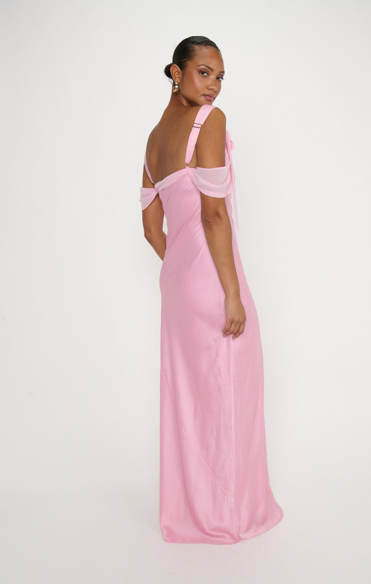 Bella Maxi Dress ~ Light Pink Luxe Satin