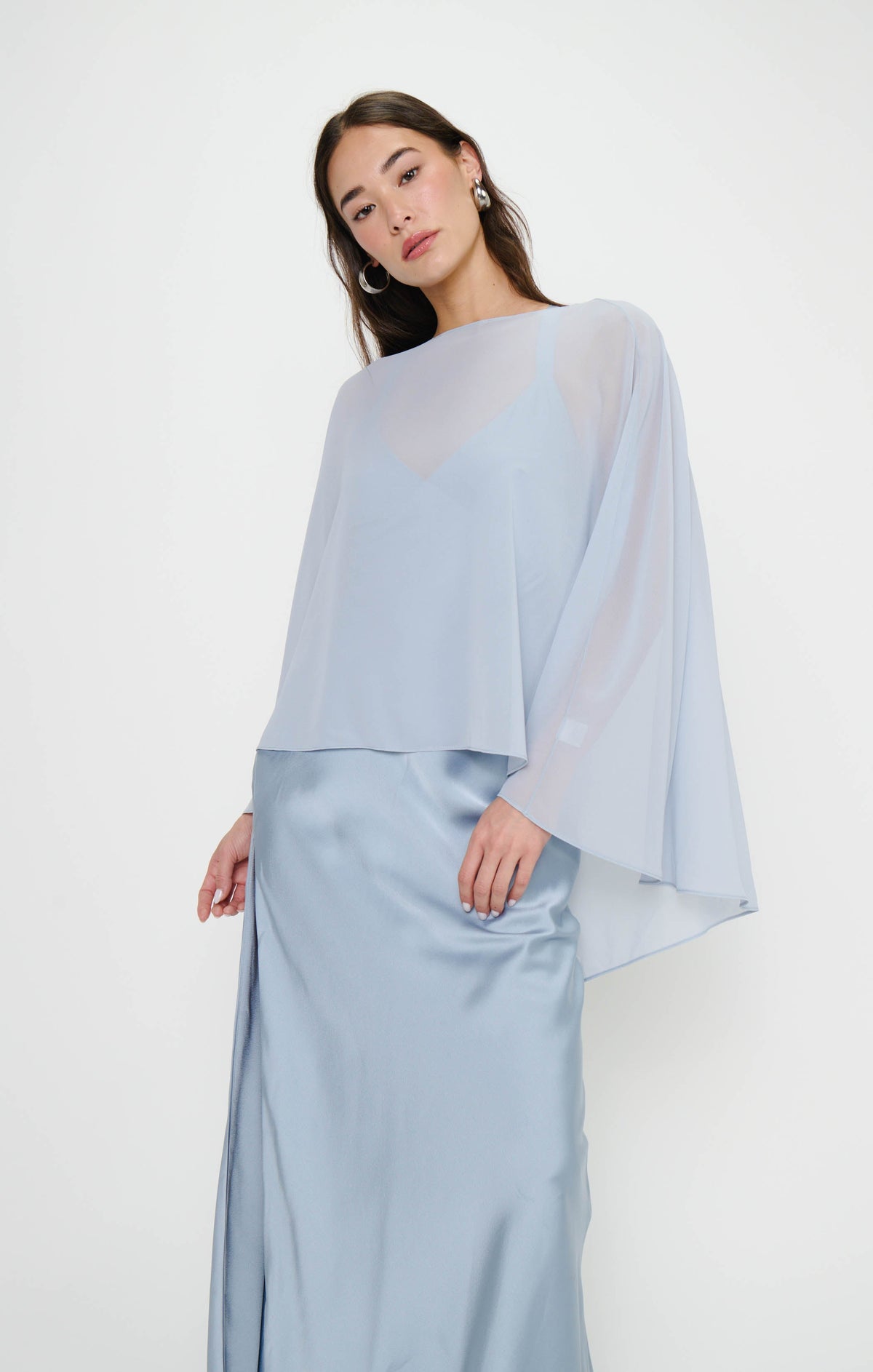 Cherish Cape ~ Steel Blue Chiffon