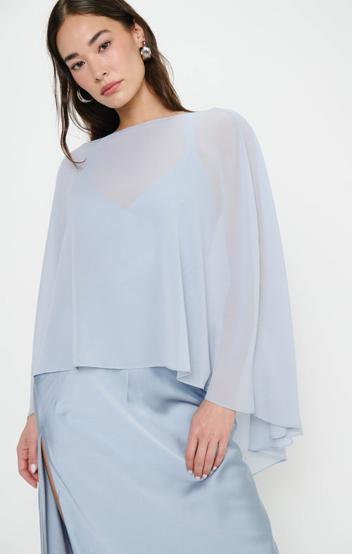 Cherish Cape ~ Steel Blue Chiffon