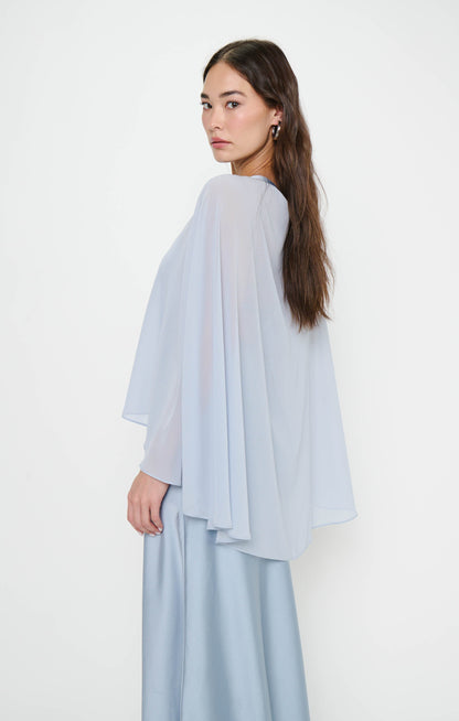 Cherish Cape ~ Steel Blue Chiffon