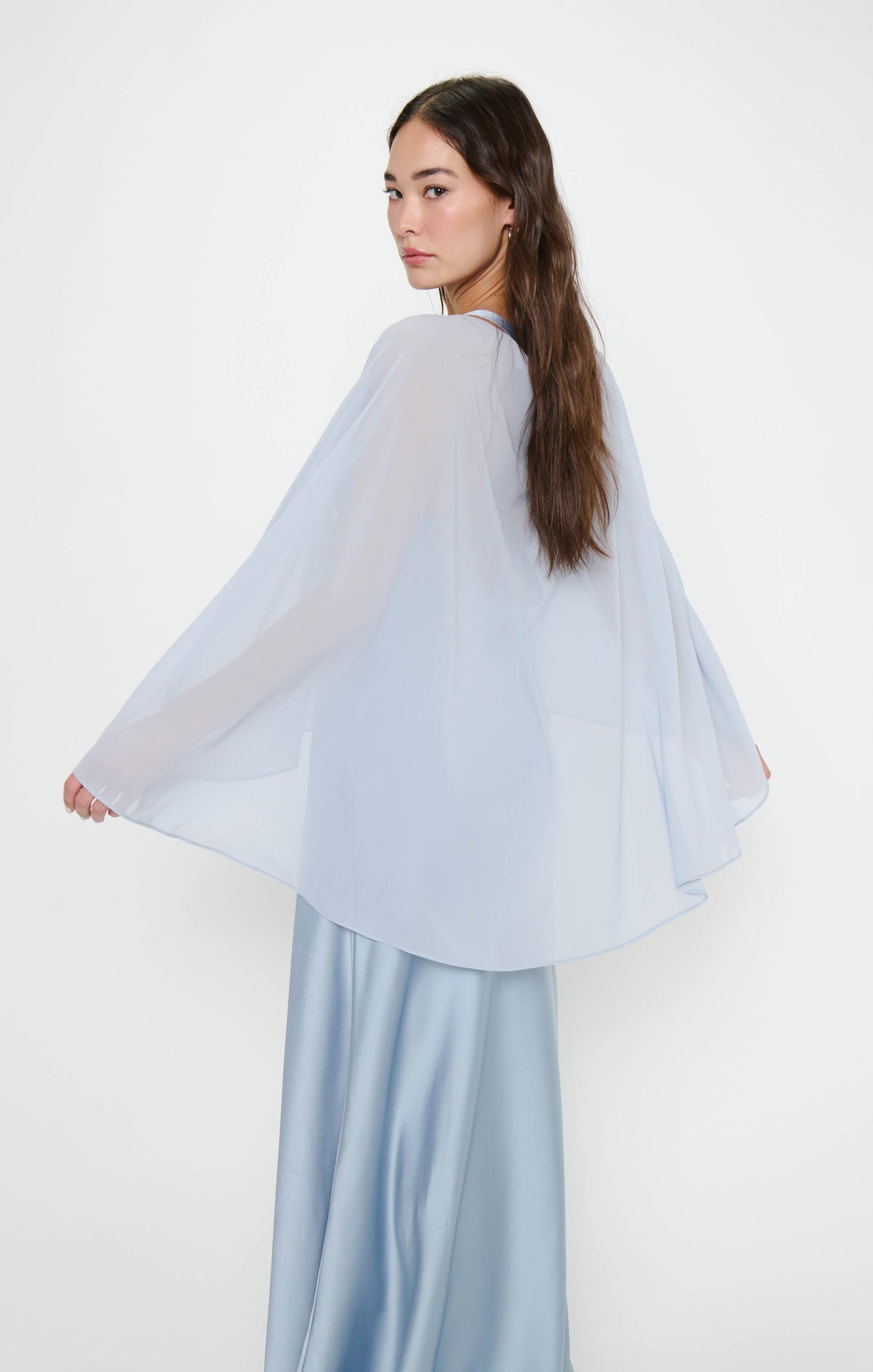 Cherish Cape ~ Steel Blue Chiffon
