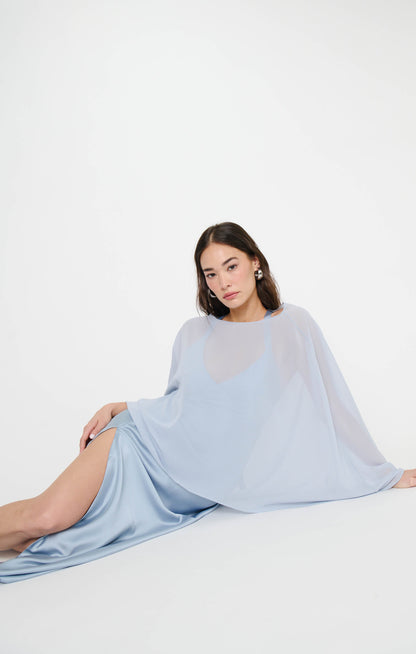 Cherish Cape ~ Steel Blue Chiffon