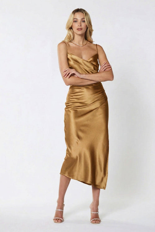 Billie Midi Dress - Light Brown