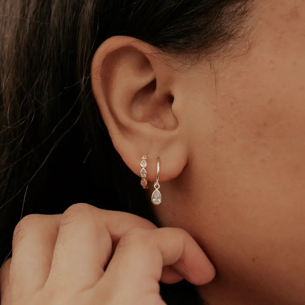April Raindrop Dangle Hoop Earrings