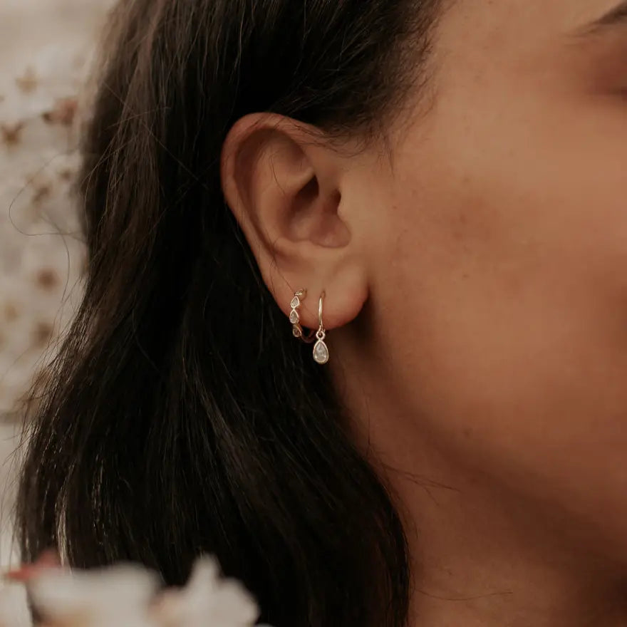 April Raindrop Dangle Hoop Earrings