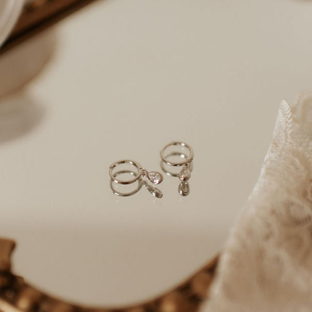 April Raindrop Dangle Hoop Earrings
