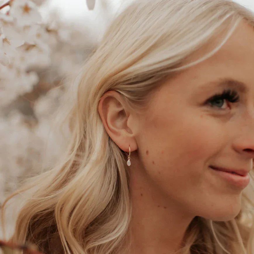 April Raindrop Dangle Hoop Earrings