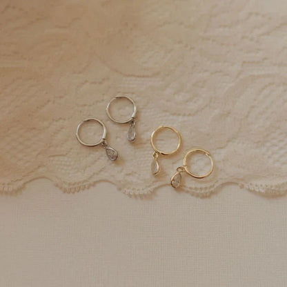 April Raindrop Dangle Hoop Earrings