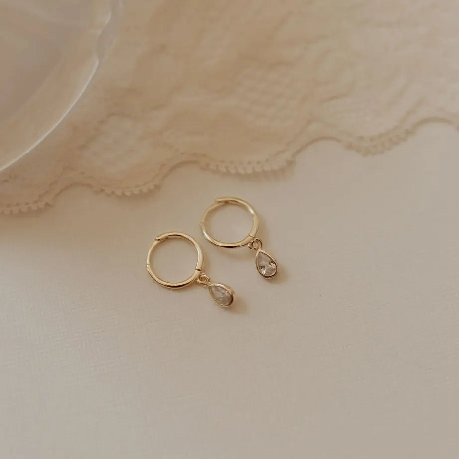 April Raindrop Dangle Hoop Earrings