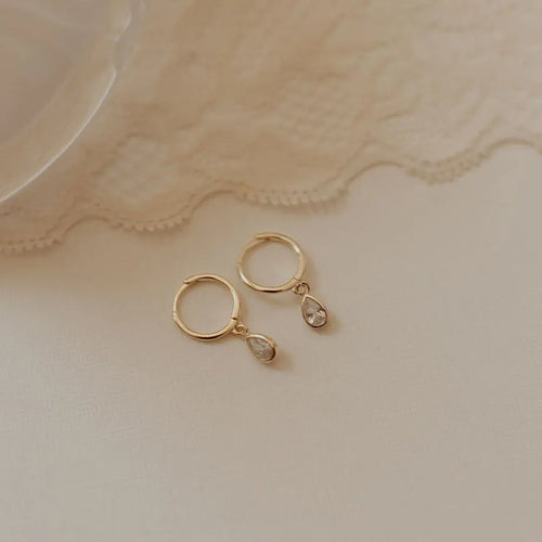 April Raindrop Dangle Hoop Earrings