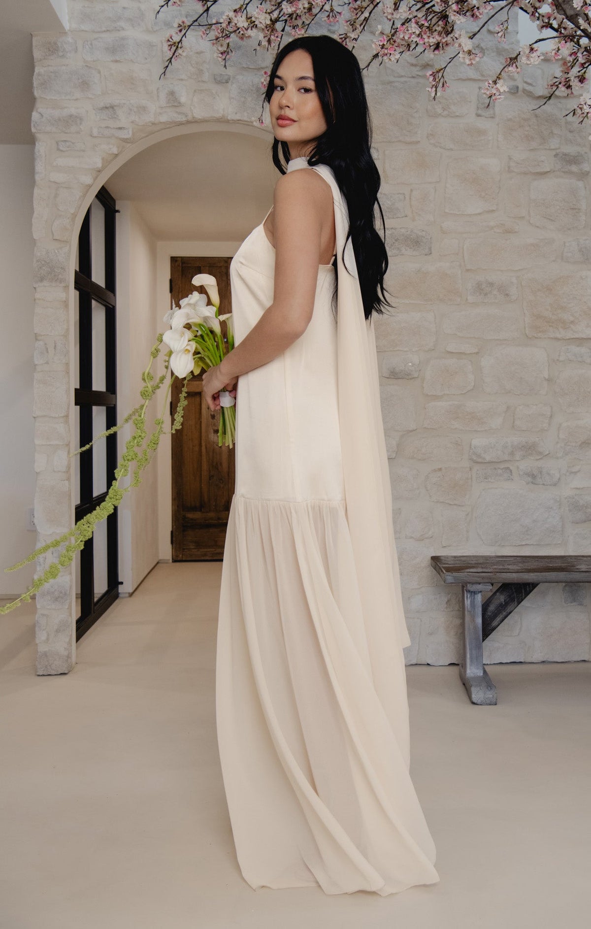 Dalia Maxi Dress ~ Buttercream Luxe Satin