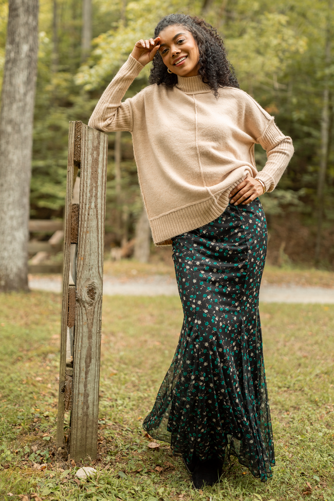 Anna Marie Black Multi Floral Knit Maxi Skirt FINAL SALE